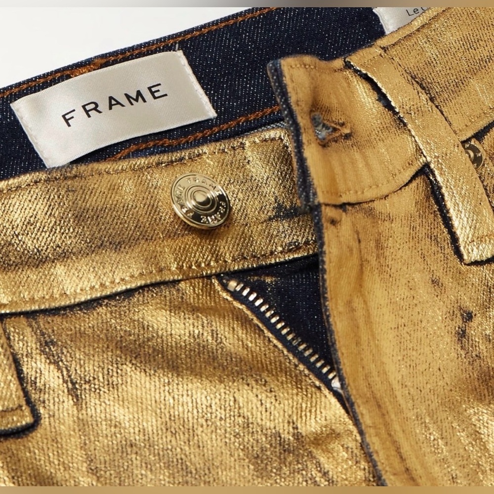 • FRAME • Le Crop Mini Boot Jeans • Color: GOLD CHROME • NEW NWT - Picture 3 of 14